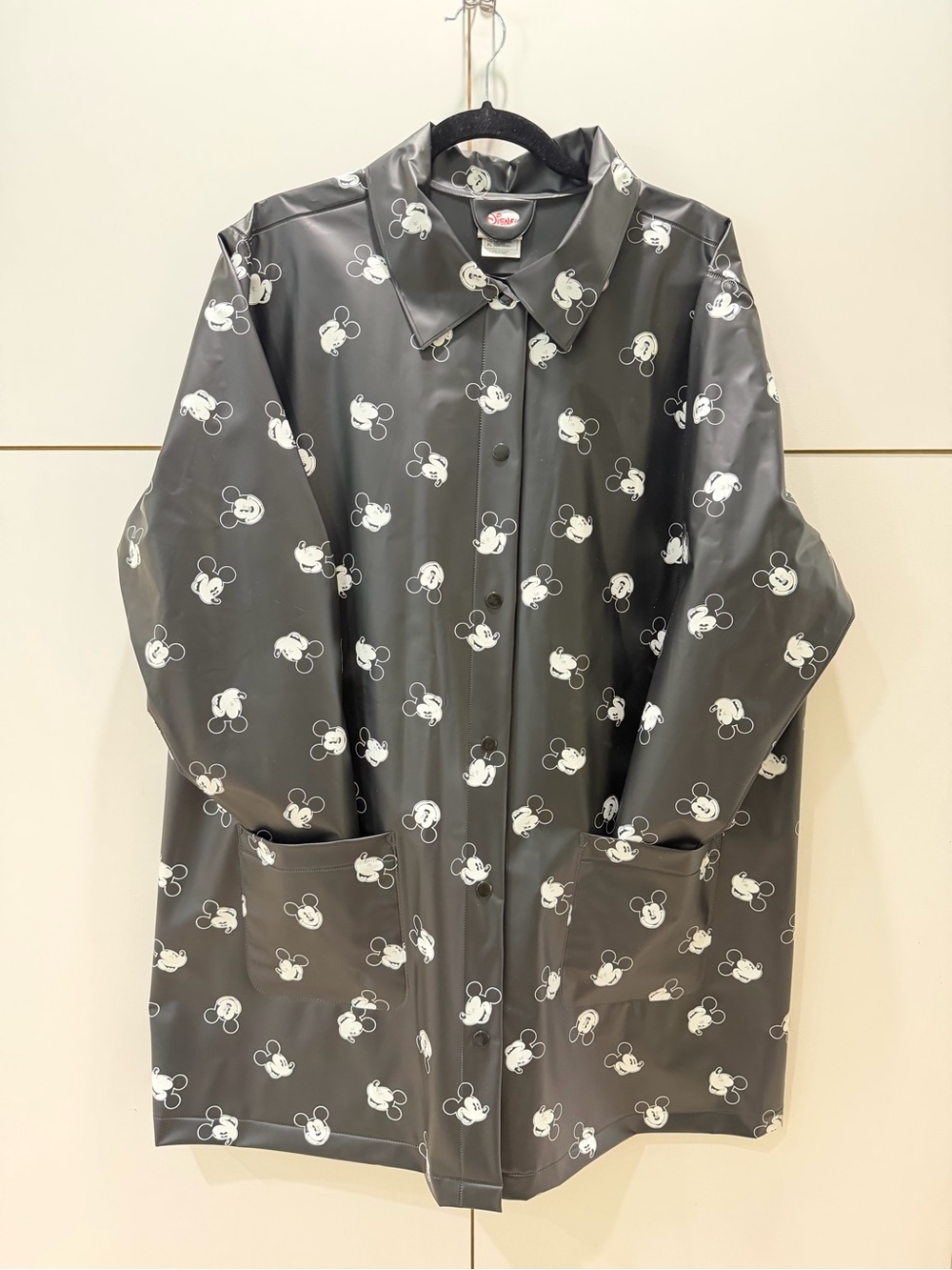Women’s Gray Mickey Print Raincoat Jacket